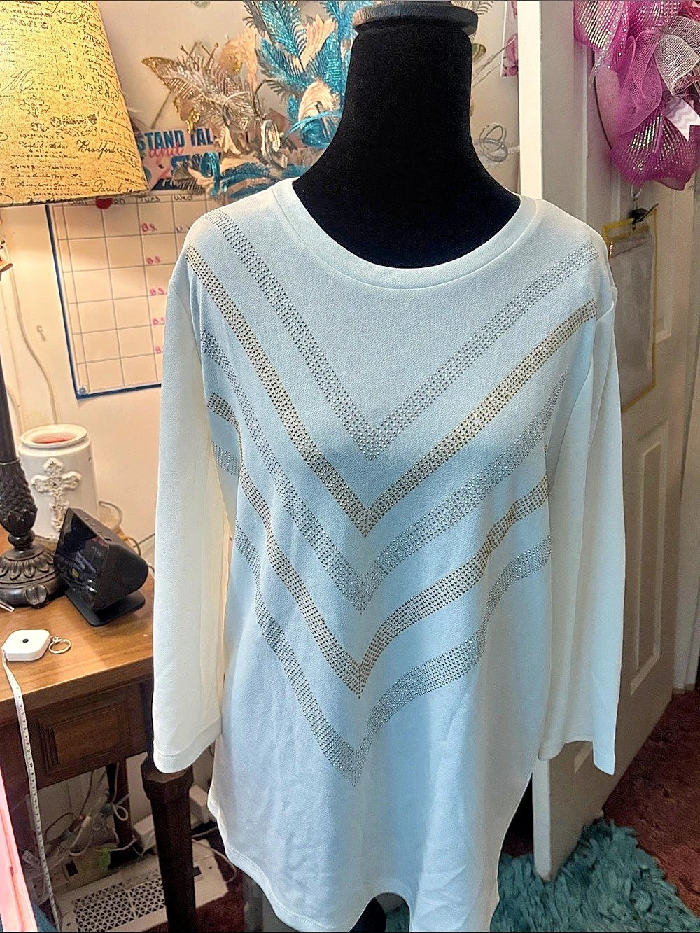 Robert Louis C03283 Chevron Long Sleeve Tunic in Blue Size Large NWT